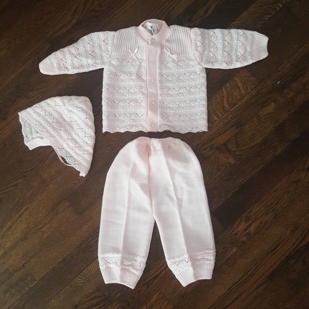 Pink knit outfit